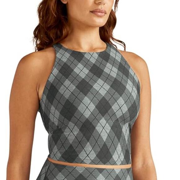 NWT Beyond Argyle SoftMark Refocus Cropped Tank XS Black Gray - Picture 4 of 4
